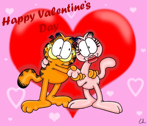 Garfield Valentines Day, Garfield Valentines, Garfield Things, Valentines Day Drawings, Valentines Cat, Garfield Wallpaper, Valentines Day Wallpaper, Valentines Day Cartoons, Valentines Anime