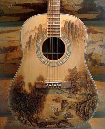 Gorgeous!!! Beautiful Instruments, Ukulele Art, Guitar Designs, Instruments Art, Guitar Acoustic, Guitar Painting, Musical Art, Beautiful Guitars, Guitar Art