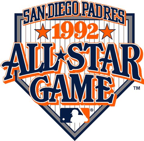 MLB All-Star Game Primary Logo (1992) - 1992 MLB All-Star Game at Jack Murphy Stadium in San Diego, California Star Logos, Tshirts Ideas, Baseball Teams Logo, Vintage Shirt Design, Mlb Team Logos, Softball Stuff, Mlb Logos, Shirt Inspiration, Shirt Logo Design