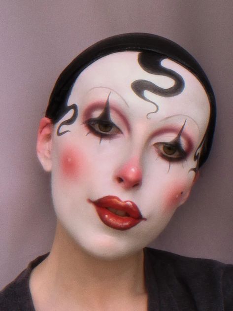 Vintage Clown Makeup, Puppet Makeup, Jester Makeup, Circus Makeup, Mime Makeup, Pierrot Clown, Drag Make-up, Female Clown, Halloween Clown