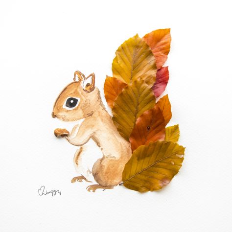 Squirrel Høstaktiviteter For Barn, Veselý Halloween, Beech Leaves, Copper Beech, Squirrel Art, Fluffy Tail, Fall Art Projects, Art Projects For Teens, Art Projects For Adults