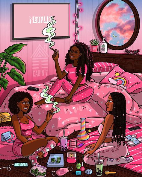 Black Trio Friends Cartoon, Afro Latina Aesthetic, Dope Girl Art, Dope Cartoons, Nostalgia Art, Image Swag, Followers On Instagram, Energy Art, Vibes Art