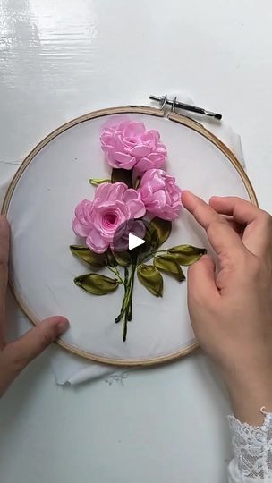 Ribbon Crafts, Flowers Ribbon, Ribbon Embroidery Tutorial, Flowers Embroidery, Embroidery Tutorial, Rose Flowers, Indian Fashion Dresses, Embroidery Tutorials, Ribbon Embroidery