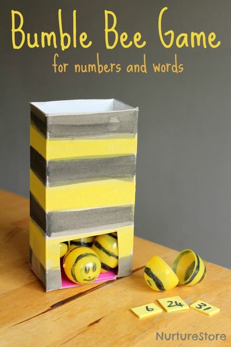 Fun bumble bee game for numbers  and words. Great spelling or math game. Bee Games, Bee Activities, Bugs Preschool, Bee Classroom, Math Game, Preschool Math, Math For Kids, Bee Theme, Learning Games