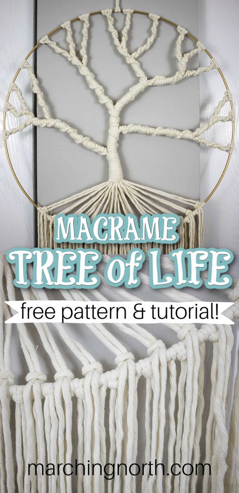 Learn how to make this simple macrame tree of life wall hanging with this step by step written and video tutorial! Perfect for beginners and beyond | macrame for beginners | free macrame patterns | macrame wall hanging diy | easy macrame wall hanging diy | macrame tutorials | easy macrame projects | tree of life wall hanging diy Amigurumi Patterns, Macrame Tree Of Life Pattern, Macrame Wall Hanging Pattern Free, Macrame Tree Of Life, Tree Of Life Pattern, Macrame Tree, Macrame Wall Hanging Tutorial, Free Macrame Patterns, Macrame Wall Hanger