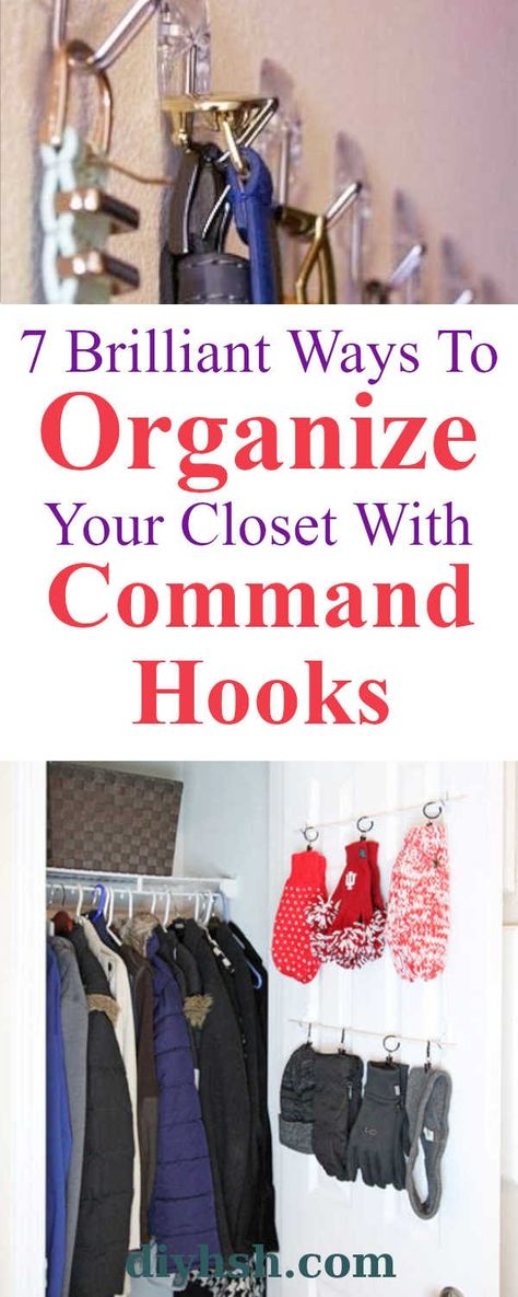 Command Hooks Curtains, Ways To Organize Your Closet, Toddler Busy Bags, Coat Closet Organization, Diy Hooks, Organize Your Closet, Curtain Rings With Clips, Accessory Storage, Bedroom Organization Closet