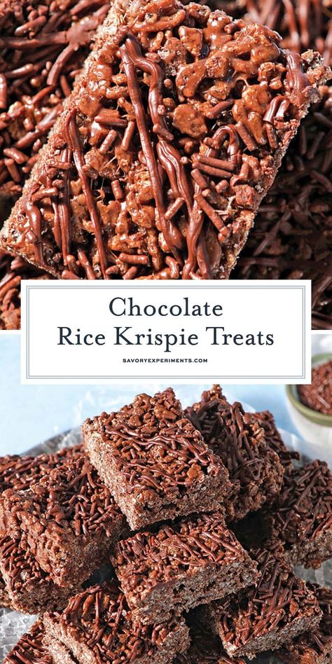 Chocolate Rice Krispie Treats are the best no bake dessert for any chocolate lover. Only 6 ingredients and less than 1 hour to make them! Cocoa Krispie Treats Recipes, Oreo Rice Krispie Treats, Homemade Crackers Recipe, Blondie Recipes, Homemade Rice Krispies Treats, Dessert Cravings, Rice Cereal Treats, Chocolate Rice Krispie Treats, Fabulous Desserts