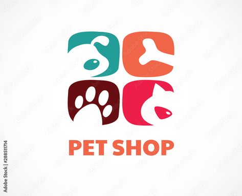 Download Pet shop, animals veterinary clinic, dog and cat logo, symbol. Vector design and illustration Stock Vector and explore similar vectors at Adobe Stock. Logos, Dog And Cat Logo, Pet Shop Logo Design, Typing Tutorial, Animal Rescue Ideas, Pet Shop Logo, Cat Logo Design, Grooming Salon, Logo Symbol