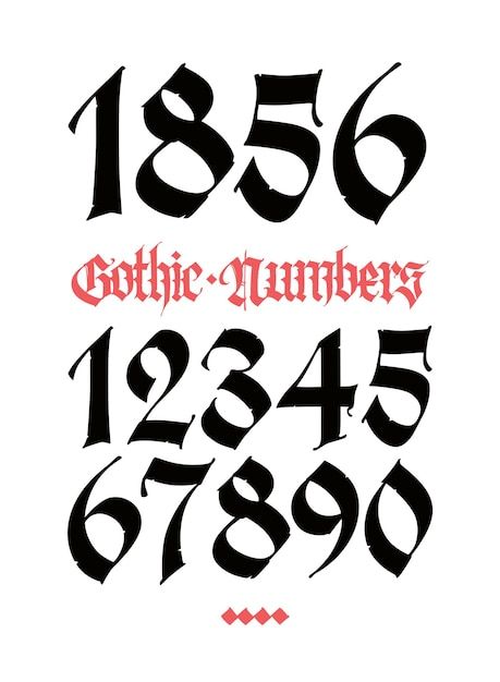 Number Font Styles, Number Tattoo Fonts, Fancy Numbers, Gothic Letters, Alphabet Graffiti, Cream Tattoo, Font Tattoo, Mexican Tattoo, Lettering Styles Alphabet