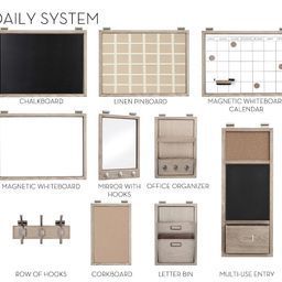 Daily Organization System - Gray Wash | Pottery Barn (US) Daily Organization System, Small Moody Office, Apartment Decor Small, Family Command Center Wall, Office Wall Organization, Entryway Organizer Wall, Moody Office, Entry Organization, Command Center Kitchen