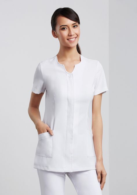 Get Promotional Ladies Eden Tunic in Perth, Australia. Buy Medical Scrubs, Healthcare Scrubs online at Mad Dog Promotions. #Promotional_Items #Promotional_Products #Perth #Australia #Healthcare_Uniforms #Nursing_Uniforms #Medical_Scrubs_Tops #Medical_Uniforms Doctors Dressing Style, Spa Uniform, Hotel Uniform, Beauty Therapist, Dressing Style, Side Splits, Women Tunic Tops, Skirt Socks, Style Women