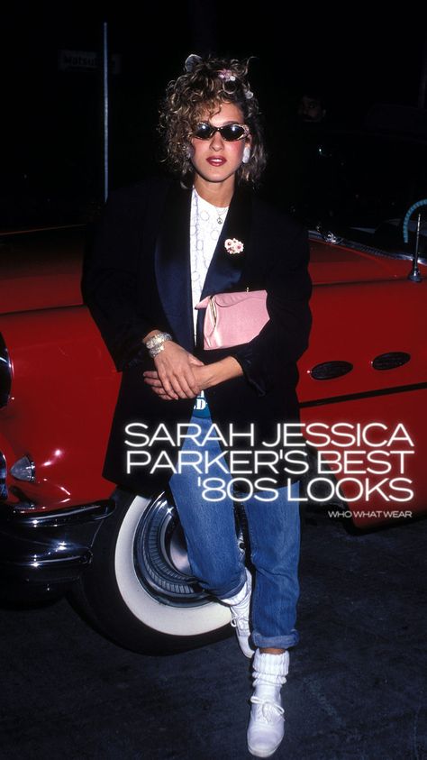 Sarah Jessica Parker's best looks from the '80s. Sarah Jessica Parker 80s Style, 80s Sarah Jessica Parker, Sarah Jessica Parker 80s Fashion, Women In The 80s Fashion, True 80s Fashion, 80s Iconic Looks, All Black 80s Outfit, 80s Fashion Icons Outfits, Lisa Bonet 80s Fashion