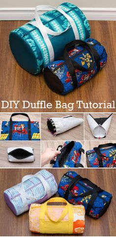 Sports Bag Diy Free Pattern, Cute Bag Tutorial, Sew Duffle Bag, Sewing Projects For Sale, Easy Sew Bag, Useful Things To Sew, Crochet Duffle Bag, Sew Bag Pattern, Cool Things To Sew