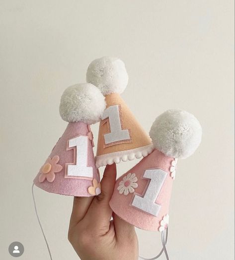 Baby Girl Birthday Hat, Diy Felt Birthday Hat, Diy Party Hats 1st Birthday, Diy Birthday Hat For Baby, Diy Birthday Hats, Diy First Birthday Decorations, Diy Birthday Hat, Baby First Birthday Party Ideas, First Birthday Diy