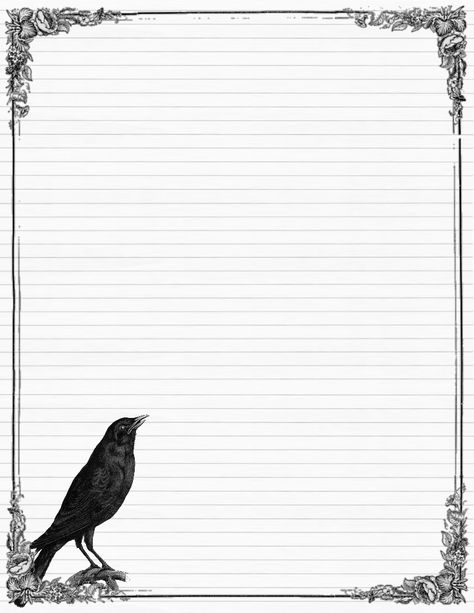 Sweetly Scrapped: ~Free~ Stationary with Crows and Roses, Variety of Colors Journal Pages Template, Writing Paper Template Aesthetic, Stary Papier, Goodnotes Templates, Stationary Printable, Writing Paper Printable Stationery, Free Printable Stationery, Buku Harry Potter, Writing Paper Printable