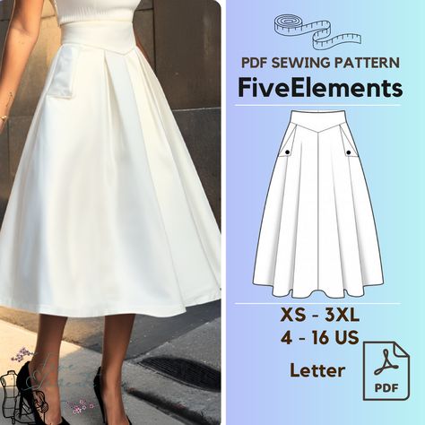 Women Linen Skirt PDF Sewing Pattern High Waist Skirt Pattern Pockets Long Skirt PDF Sizes: US Size 4  - 16             EU Size XS - 3XL Sewing pattern instruction language: English Print Size: US Letter Size. Pattern specifications: PDF Pattern, PDF Instructions, Size Specifications, Cut Instructions, and more... Cloth Specs: long skirt, maxi skirt, pockets skirt, wedding long skirt, ruffled skirt, high waist skirt, casual skirt. Material: Cotton, Satin, Cotton + Polyester, Nylon, Linen, Wool. Long Skirt Pattern Sewing, High Waist Skirt Pattern, Long Skirt Sewing Pattern, Skirt Sewing Pattern Free, Ruffle Skirt Pattern, A Line Skirt Pattern, Long Skirt Pattern, Long Silk Skirt, Maxi Skirt Pattern