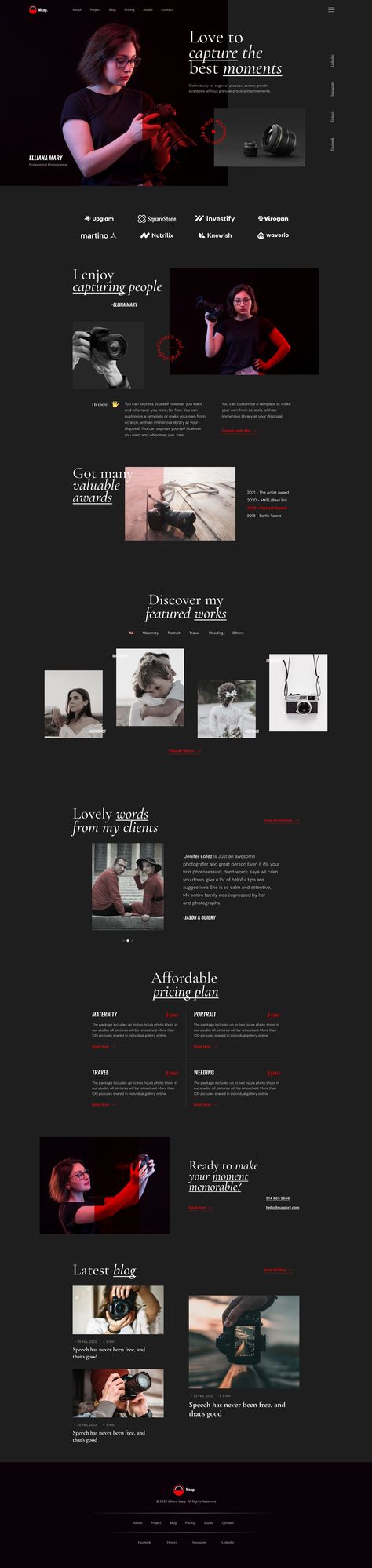 Mcap - Photographer Portfolio Web XD Template Personal Portfolio Website, Web Portfolio, Figma Template, Photographer Portfolio, Personal Portfolio, Web Template, Theme Design, Portfolio Website, Landing Page