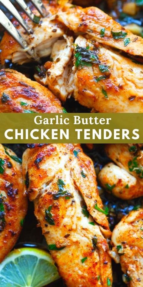 Chicken Tender Low Carb Recipes, Chicken Tender Recipes Keto, Quick Easy Chicken Tenderloin Recipes, Saute Chicken Tenders, Paleo Chicken Tender Recipes, Garlic Butter Chicken Crockpot Recipes, Chicken Tender In Crockpot, Turkey Tender Recipes, Chicken Tenderloin Recipes With Rice