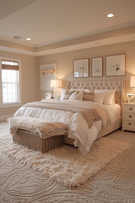 Discover elegant and soothing beige bedroom ideas that exude warmth and tranquility. Create a cozy sanctuary with beige bedroom walls complemented by a pop of color for added visual interest. Explore chic beige bedroom decor to achieve a stylish and relaxing space. Find inspiration for incorporating plants into your beige bedroom design to bring life and freshness to the room. Elevate your home decor with timeless beige furniture pieces that add sophistication to your living space. Beige Bedroom Walls, Beige Bedroom Design, Beige Bedrooms, Beige Bedroom Ideas, Beige Bedroom Decor, Beige Room, Gaming Room Decor, Luxury Room Bedroom, Beige Bedroom