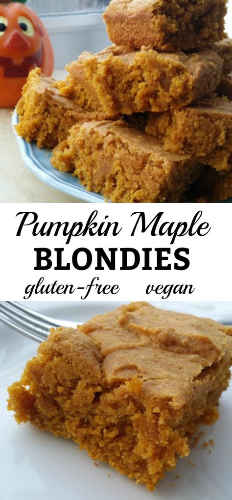 Gluten Free Vegan Pumpkin Recipes, Maple Blondies, Gf Deserts, Vegan Dessert Recipe, Food Planning, Dessert Sans Gluten, Usa Food, Vegan Holiday, Blondies Recipe