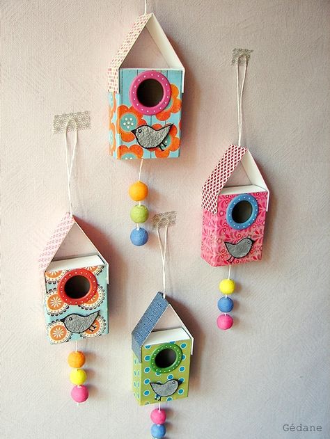 Spring Crafts, Birdhouse Craft, Matchbox Crafts, Matchbox Art, Childrens Crafts, Diy Home Crafts, Box Art, Craft Activities, Paper Crafts Diy