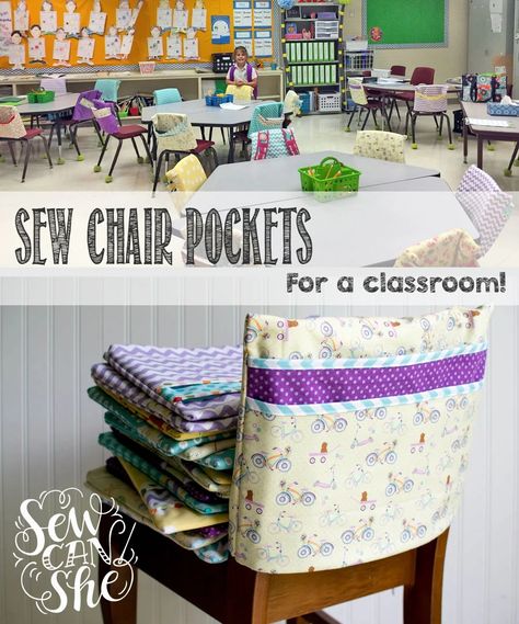 How to Sew Chair Pockets for a Classroom! Upcycling, Organisation, Seat Sacks, Chair Pockets, Sewing Chair, Sewing School, Free Sewing Patterns, Sewing Tutorials Free, Fabric Purses