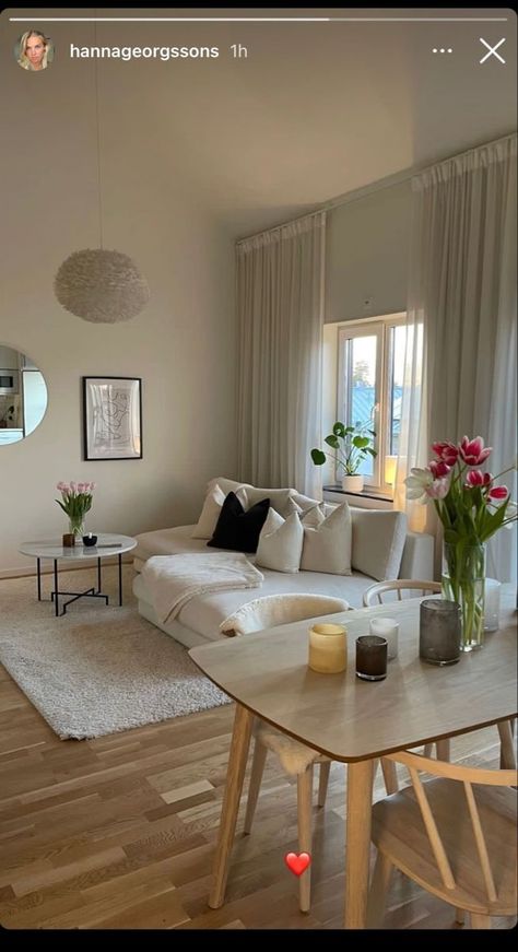 Apartment Decor With Color, Floor To Ceiling Windows Bedroom Small, Apartment Decor Inspiration Dining Room, Room Inspo Living Room, Home Interior Design Living Room Simple, Modern Living Room Decor Neutral, Apartment Inspo Dark Wood, Simple Beach Living Room, Condo Set Up Small Spaces