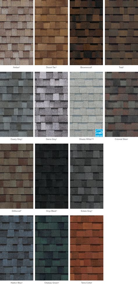 Roof Shingle Samples, Roof Colors For Brown Brick House, Dark Shingle House, Grey Shingles House, Roof Colors For Gray House, Red Shingle Roof Exterior Colors, Painted Roof Shingles, Shingles Colors Roof, Multi Colored Roof Shingles