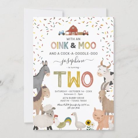 Farm 2nd Birthday, Farm First Birthday, Animal Theme Birthday, 2nd Birthday Party For Boys, Barnyard Birthday Party, Farm Birthday Invitation, Farm Theme Birthday, 2nd Birthday Boys, Farm Animals Birthday Party