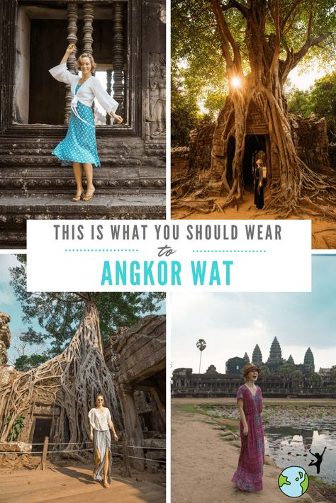 Cambodia Trip Outfit, What To Wear In Cambodia, Cambodia Travel Outfit, Cambodia Outfit Ideas, Angkor Wat Outfit, Thailand Temple Outfit, Southeast Asia Outfits, Temple Outfit, Cambodia Outfit