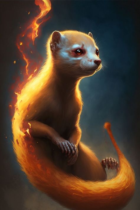 Wildfire Spirit, Fire Spirit, Pine Marten, Wild Fire, Dnd Art, Character Building, Dnd Characters, Character Portraits, Character Drawing