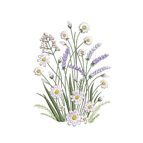 Lavender Meadow, Lavender Embroidery, Flower Machine Embroidery, Flower Machine Embroidery Designs, Horses Theme, Lavender Flower, Pressed Flower Art, Chamomile Flowers, Lavender Flowers