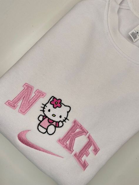 Hello Kitty Sweatshirt Nike, Nike Hello Kitty Hoodie, Hello Kitty Embroidery Hoodie, Nike Pink Sweatshirt, Hello Kitty Jumper, Hello Kitty Nike Sweatshirt, Hello Kitty Crewneck, Nike Pink Hoodie, Cute Embroidery Sweatshirts & Hoodies