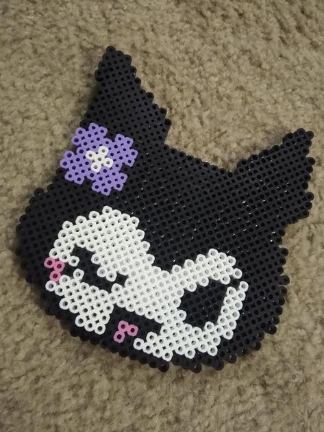 Kuromi by tiffawa - Kandi Photos on Kandi Patterns Kuromi Pearl Beads, Itachi Perler Beads, Kuromi Perler Bead Patterns, Kuromi Fuse Beads, Perler Bead Patterns Kuromi, Kuromi Perler Beads Pattern, Kuromi Hama Beads, Kuromi Kandi, Kuromi Perler Beads