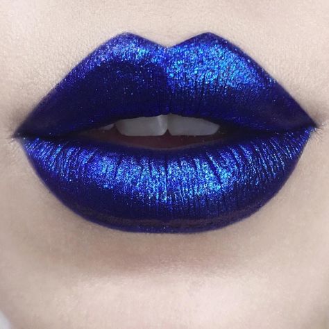 Blue Lips Aesthetic, Hair Color Dark Blue, Best Lip Color, Lips Aesthetic, Surf Hair, Lip Art Makeup, Glitter Lipstick, Blue Lipstick, Orange Lips