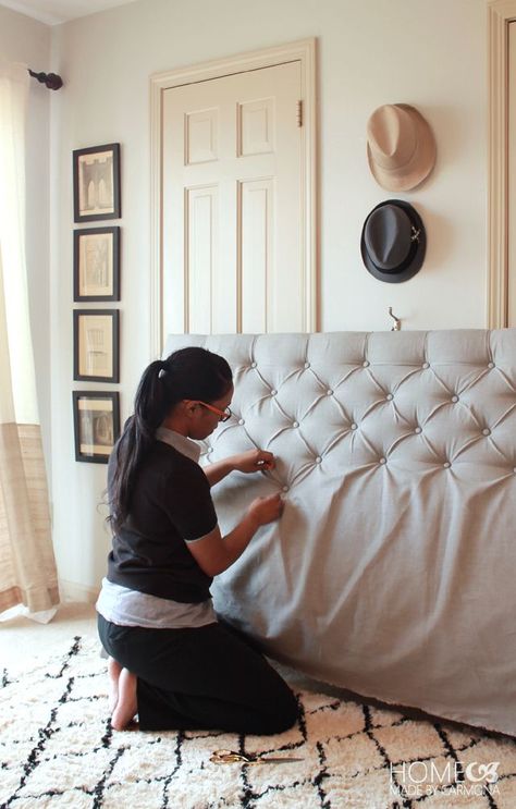 How To Make A Diamond Tufted Headboard Dream Rooms For Teens, Projek Kayu, Diy Tufted Headboard, Diamond Tufted Headboard, Bilik Idaman, Projek Menjahit, Tufted Headboards, Kitchen Remodel Inspiration, Diy Casa