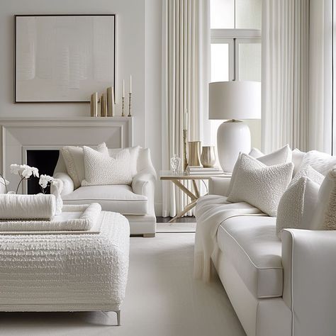 White Sofa Aesthetic, White Furniture Living Room Ideas, White Couches Living Room Decor, Cream Sofa Living Room Ideas, Beige White Living Room, White Sofa Living Room Ideas, Beige And Cream Living Room, Luxury White Living Room, White Living Room Aesthetic