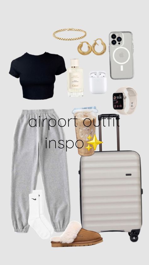 airport outfit inspo✨ Airport Outfit Vacation, Airport Outfit Cute, Airplain Outfit, Airplane Outfit Aesthetic, Blue Airport Outfit, Airport Outfit Summer Comfy, Airport Outfit Ideas Comfy, Plane Outfits Airport Style, Comfy Airplane Outfit