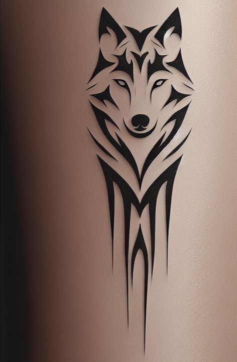 Wild Spirit: A Tribal Wolf Tattoo Tattoo Of Animals, Nordic Animal Tattoo, Wolf Sketch Tattoo Design, One Line Wolf Tattoo, His And Hers Wolf Tattoos, Cool Tattoo Design Drawings, Celtic Wolf Design, Animal Tatoos Ideas, Wolf Spirit Tattoo