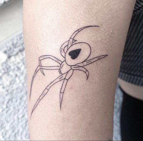 Simple Evil Tattoos, Tattoo Ideas For Practice, Line Work Spider Tattoo, Spider Tattoo Linework, Halloween Tattoo Ideas Small Simple, Spider Tattoo Fine Line, Easy Spider Tattoo, Tattoo Practice Stencils Lines, Fine Line Spider Tattoo