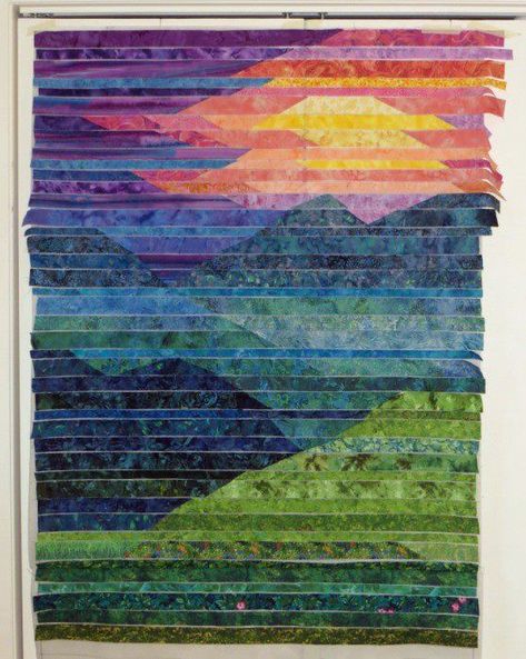 Återvinna Jeans, Colchas Quilting, Watercolor Quilt, Blue Ridge Mountain, Landscape Art Quilts, Mountain Quilts, Quilt Modernen, Landscape Quilt, Batik Quilts