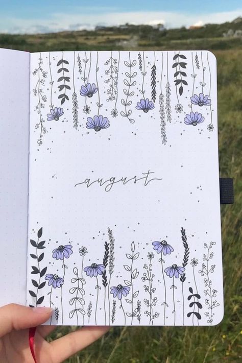 August Bujo Cover, August Bullet Journal Ideas, August Bujo, August Bullet Journal Cover, August Bullet Journal, Bujo Cover, Bullet Journal August, Bullet Journal Work, Bullet Journal Month