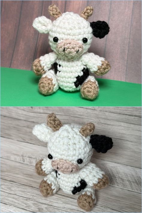 10 Free Crochet Cow Patterns To Make Cuddly Amigurumi - The Newlywed Amigurumi Patterns, Crochet Cow Patterns, Cute Crochet Cow, Cow Patterns, Amigurumi Cow Pattern, Crocheted Cow Pattern, Cow Crochet, Small Cow, Longhorn Cow