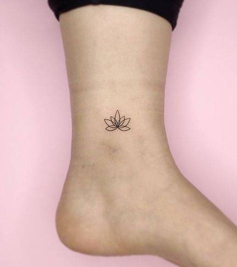 Tattoo  Minimalist Lotus Flower Small Tattoos Lotus, Lotus Flower Minimalist, Flower Minimalist Tattoo, Tattoos Lotus Flower, Tattoo On The Ankle, Lotus Tattoo Meaning, Tattoos Lotus, Lotus Flower Tattoos, Design Tatuaje