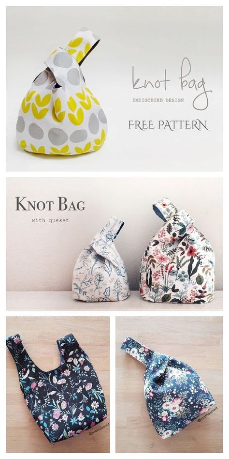 Japanese Bag Sewing Patterns, Bento Yarn Bag Pattern, Knot Purse Pattern, Knot Bag Sewing Pattern, Japanese Knot Bag Sewing Pattern, Bunny Bag Sewing Pattern, Large Japanese Knot Bag Pattern Free, Japanese Purse Patterns, Diy Japanese Knot Bag