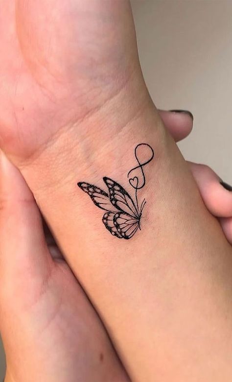 Tato Minimal, Tato Jari, Romantic Tattoo, 42 Tattoo, Butterfly Wrist Tattoo, Bauch Tattoos, Unique Small Tattoo, Cool Wrist Tattoos, Small Pretty Tattoos
