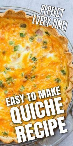 Egg And Cheese Quiche Recipes, Quiche, Essen, How To Make A Quiche Breakfast, Cheese And Ham Quiche, Best Ham Quiche Recipes, Best Easy Quiche, Loaded Quiche Recipes, Quiche Recipes Easy Healthy