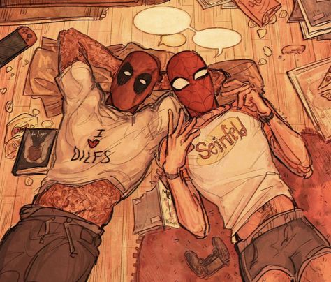 Deadpool X Spiderman, Danny Ocean, Deadpool Comic, Deadpool And Spiderman, Pahlawan Super, Spiderman Comic, Spiderman Art, Marvel Funny, Marvel Art