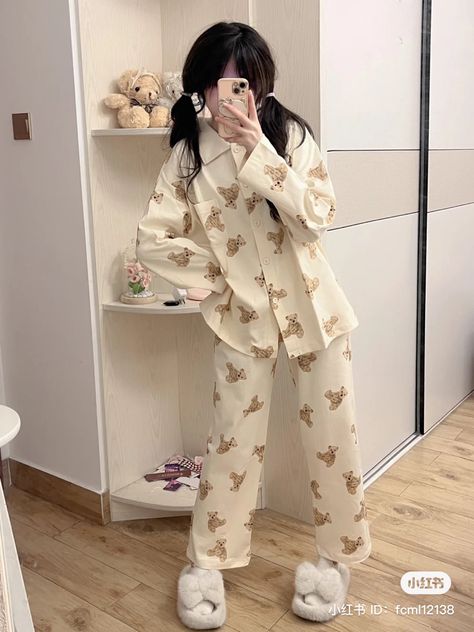 Cute Pajamas For Women Korean, Cute Pijamas Korea, Korean Cute Pajamas, Cute Pjs Aesthetic Korean, Pajamas Set Aesthetic, Korean Pajamas Cute, Korean Pajamas Aesthetic, Cute Pajamas Korean, Piyama Aesthetic