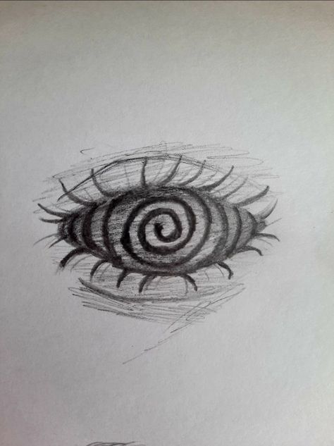 Spiral Eye Drawing, Scary Eyes Drawing Easy, Swirl Eyes Drawing, Spiral Eyes Drawing, Cool Eye Drawings Trippy, Hypnotized Eyes Drawing, Hypnotic Eyes Drawing, How To Draw Scary Eyes, Aesthetic Eye Drawing Sketch